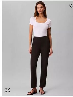 Women's Calvin Klein Black Slim Ponte Pants Elastic Waist, Size 14